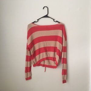 Cropped sweater with lace back detail